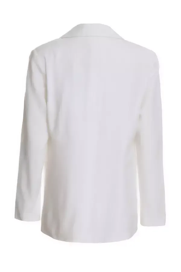 Women White Linen Look Blazer Quiz Clothing Casual Clothing