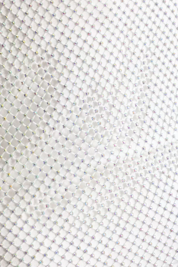 Women White Rhinestone Cowl Neck Dress Quiz Clothing Dresses