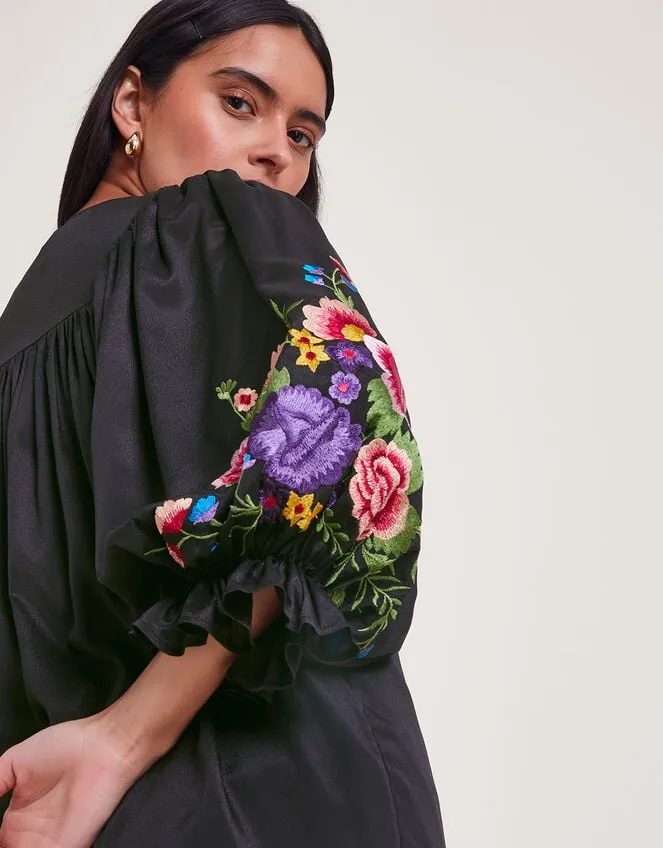 Women Winny Embroidered Tunic Dress Black Monsoon Dresses