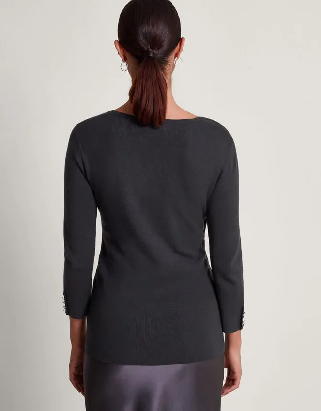 Women Winslet Wrap Jumper Grey Monsoon Jumpers