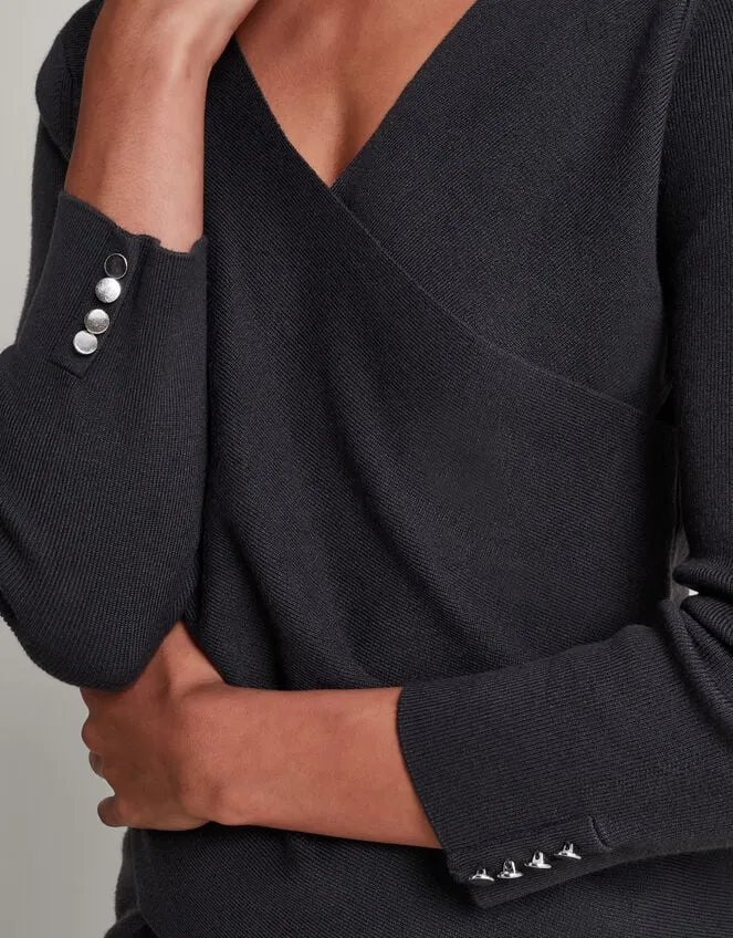 Women Winslet Wrap Jumper Grey Monsoon Jumpers