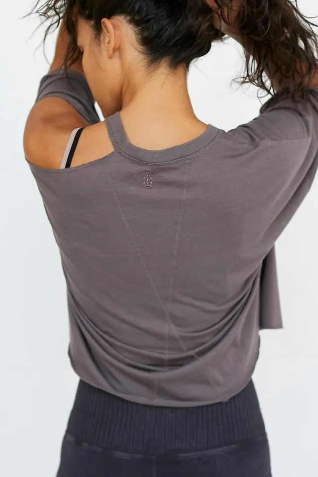 Women Workout Tops Free People Brush It Off Tee Violet Umber