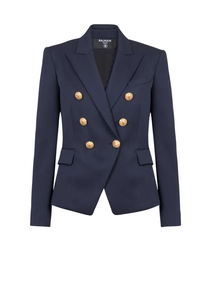 Wool Doublebreasted Jacket Navy Women Balmain Jackets And Blazers