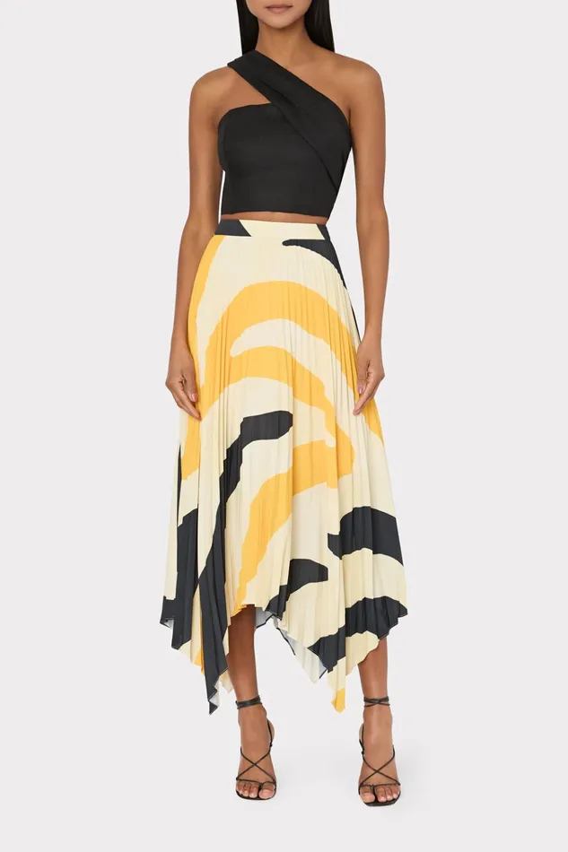 Zebra Pleated Skirt Mangoblack Women Milly Skirts