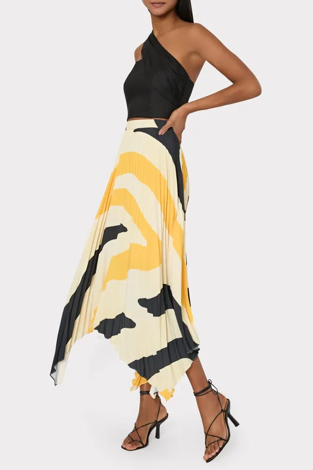 Zebra Pleated Skirt Mangoblack Women Milly Skirts